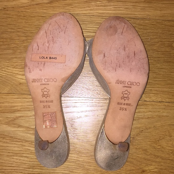 Jimmy Choo Gold Bow Kitten Heels Size 35.5 - Picture 3 of 4